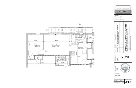 Floor plan for 1 bed, 1 bath, 420 sqft